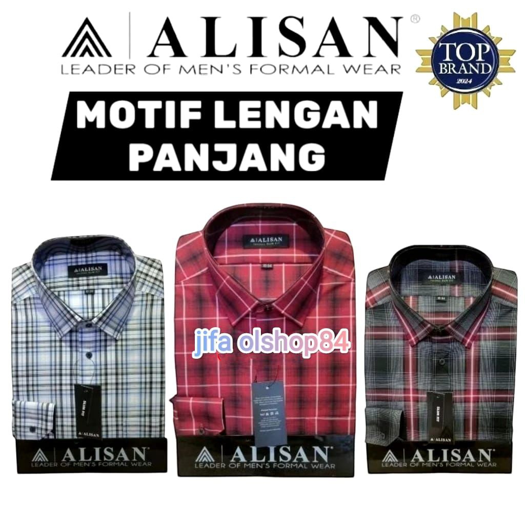 kemeja pria alisan motif kotak kotak lengan panjang S-XL