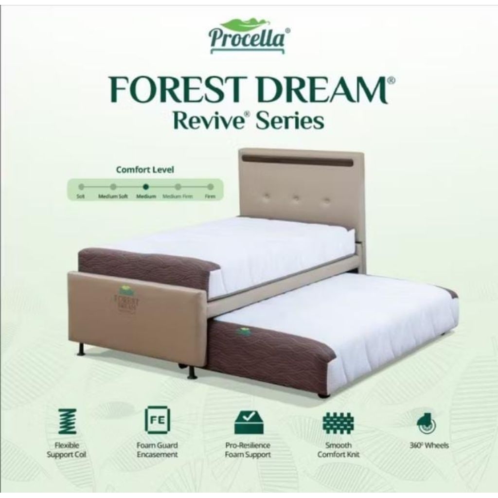 SPRINGBED 3 IN 1 PROCELLA/BED SORONG SPRING POCKET REVIVE FOREST DREAM
