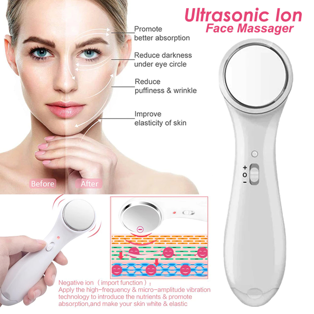 ION FACE MASSAGER Setrika Wajah Whitening Facial Cleanser ion elektrik Skin Care Tools Pengencang Kulit Massager Alat Pijat Akupuntur Getaran perawatan Kerutan Serum Wajah Pori Muka Kantung Mata Mikroionic Face Care Vibration Iontophoresis instrument