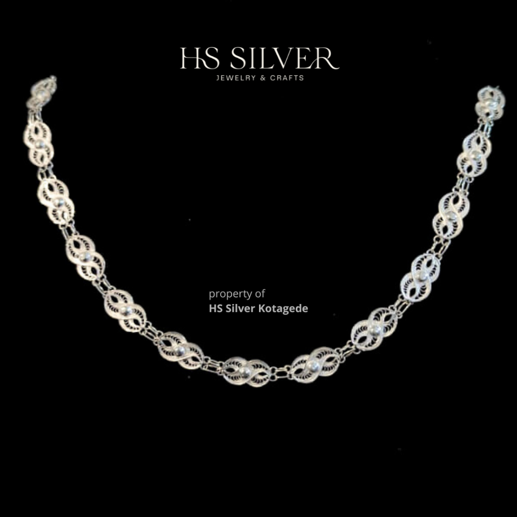 Kalung Perhiasan Perak Filigree Silver Asli 925 Motif 8 Infinity | HS SILVER