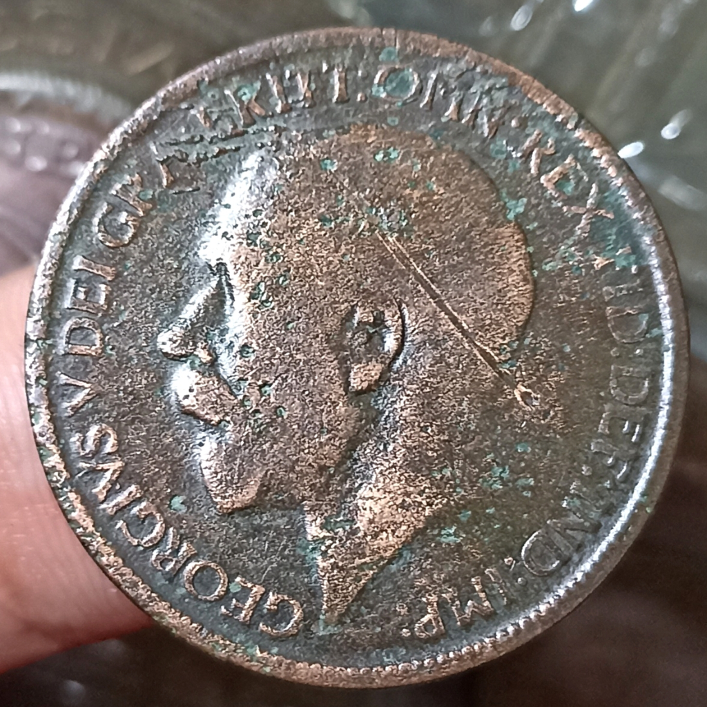 Koin Kuno Inggris (UK) 1/2 Penny - George V Tahun 1917