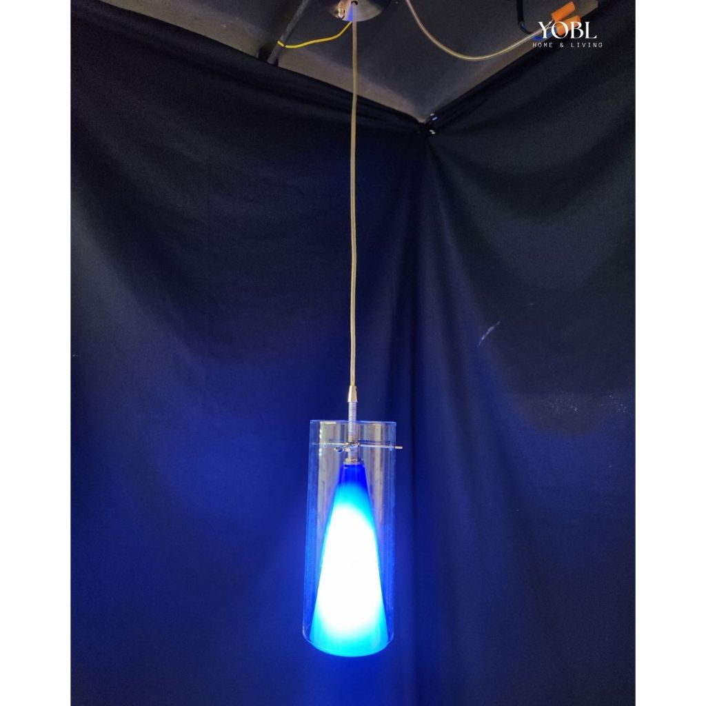 YOBL Lampu gantung single kaca tabung led biru