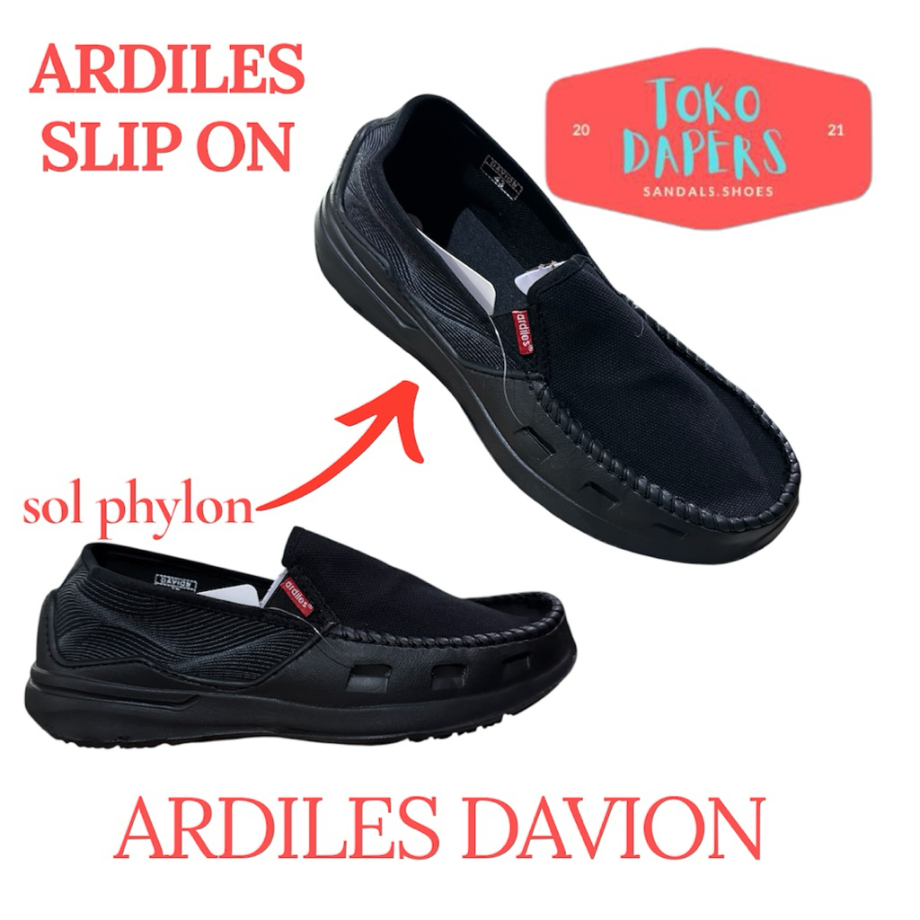 SEPATU SLIP ON ARDILES DAVION HITAM FULL SLOP ARDILES