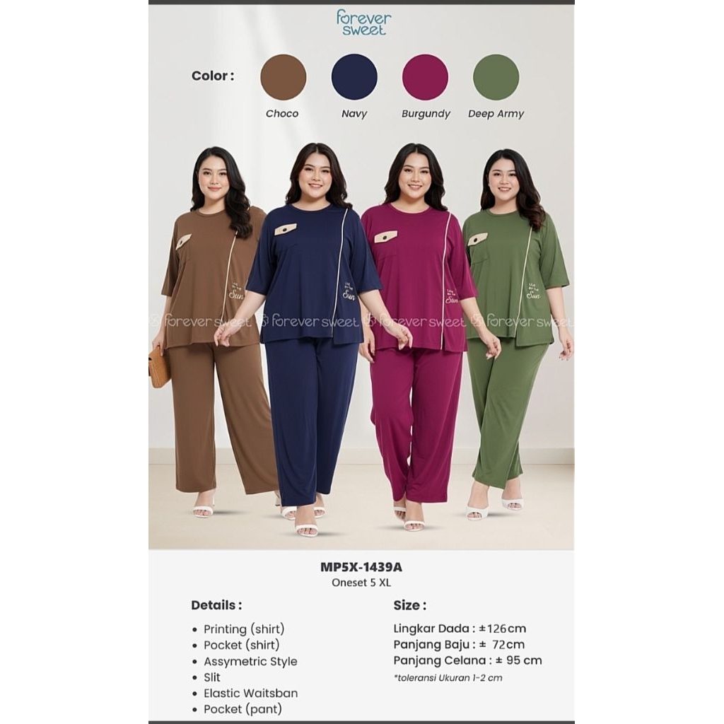 One set Wanita kaos dewasa Jumbo 5Xl Forever sweet l