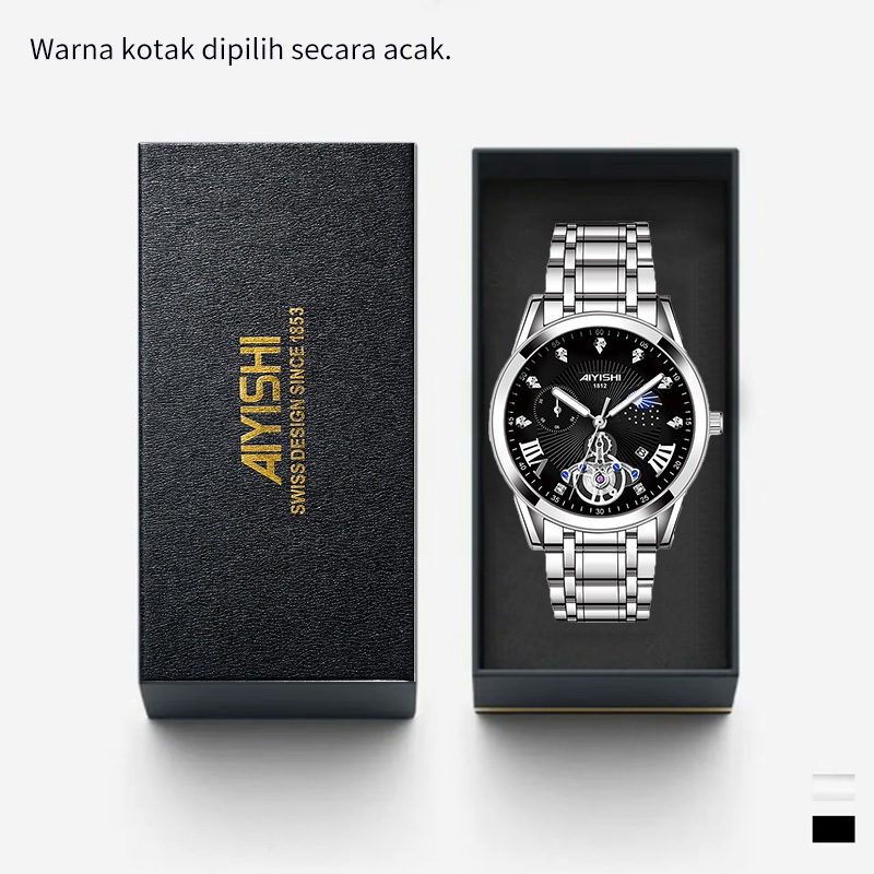 AIYISHI Wear resistant stainless steel waterproof luminous date display fully automatic movement men