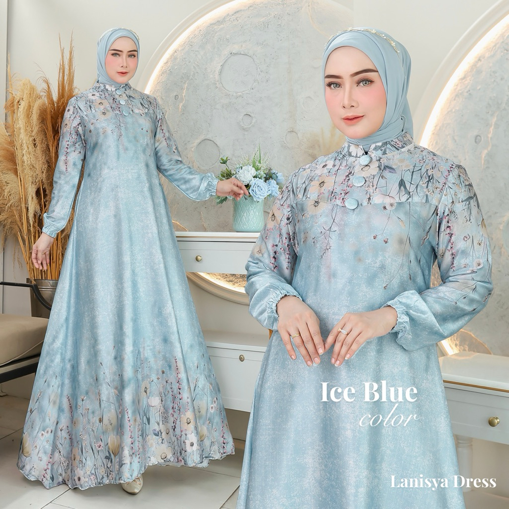 YR - Lanisya Dress Armani Silk / Gamis Armani Silk Printing / Gamis Silk Favorite