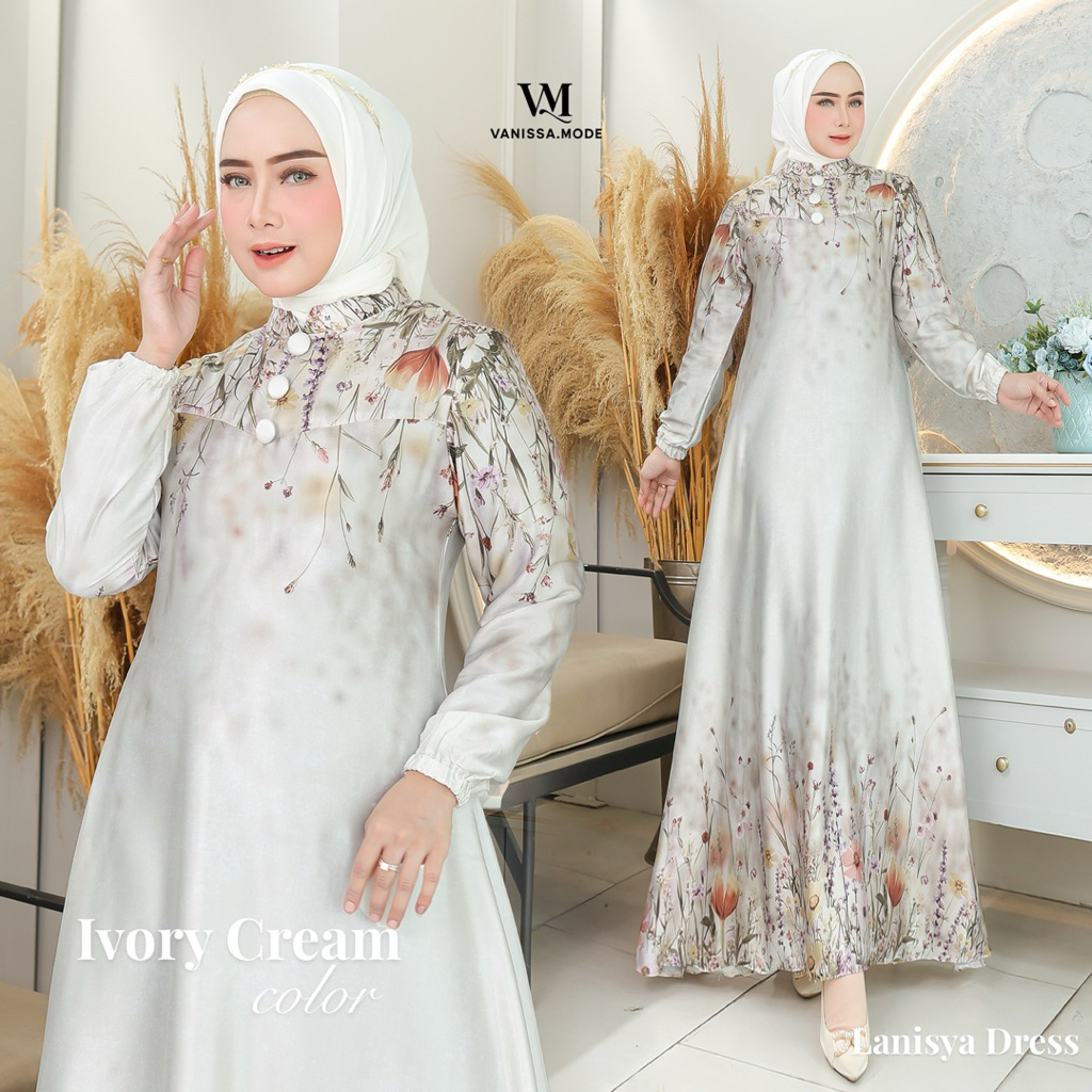 Vaniss Mode - Lanisya Dress Armani Silk / Gamis Silk Printinh / Gamis Armani Favorite Lebaran