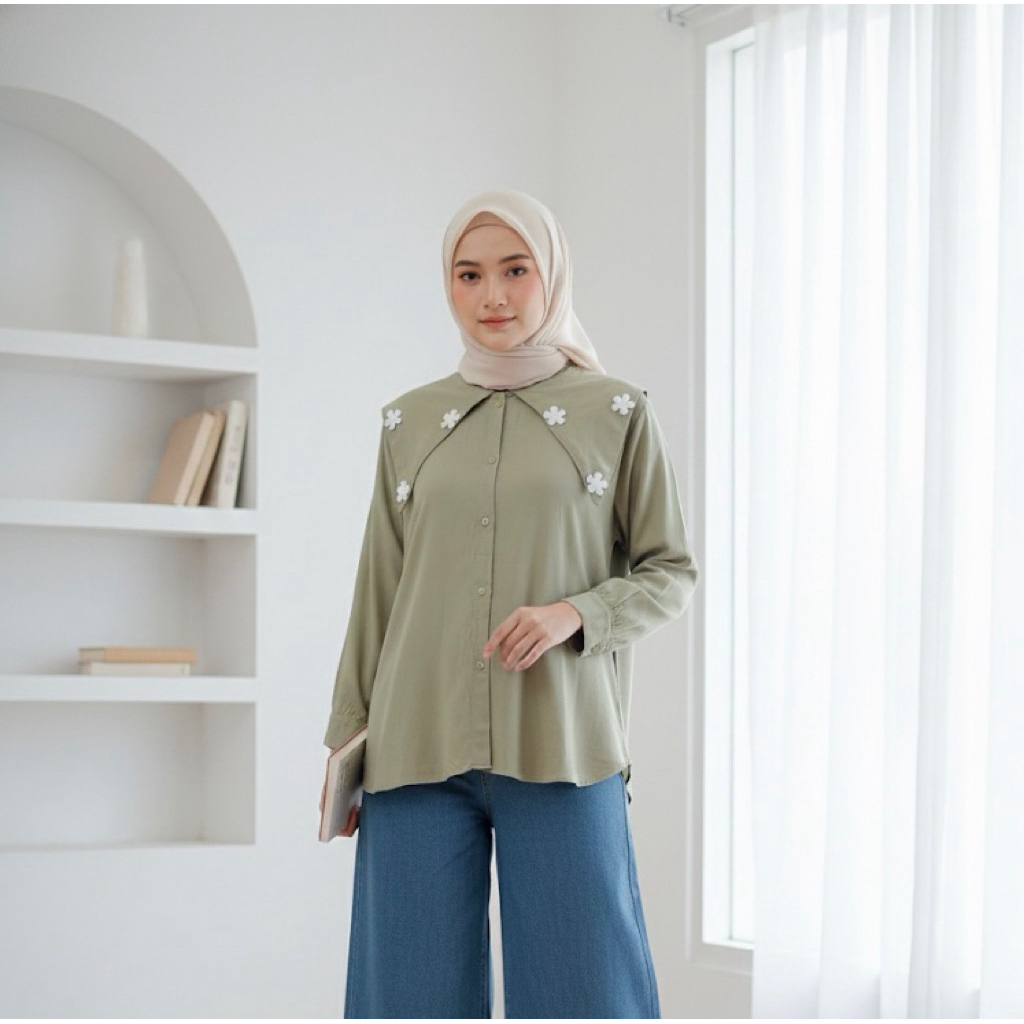 Blus Lilia Wanita Dewasa Bahan Rayon Twill Kekinian