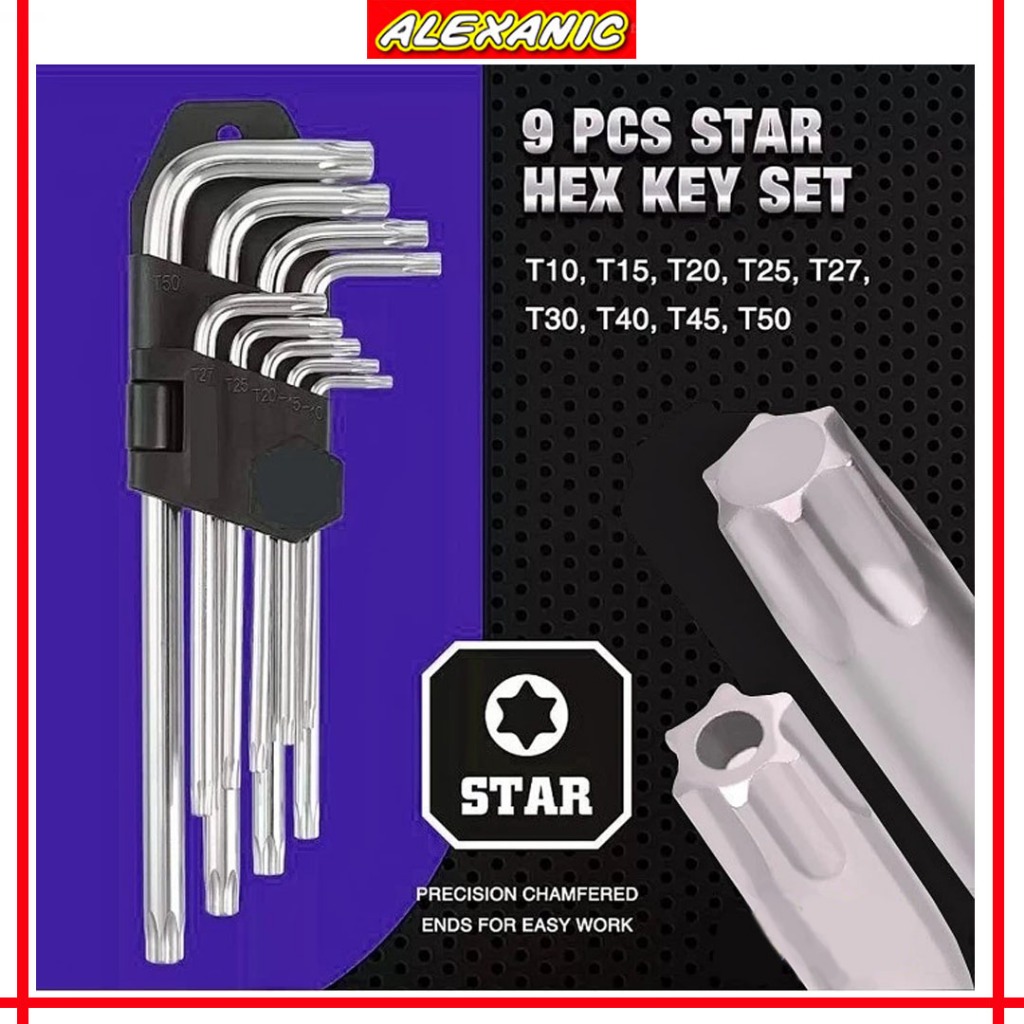 Kunci L Bintang TORX Set 9 pcs | Kunci Obeng TORX Set 9 pcs | Obeng TORX Obeng Bintang | Obeng TORX 