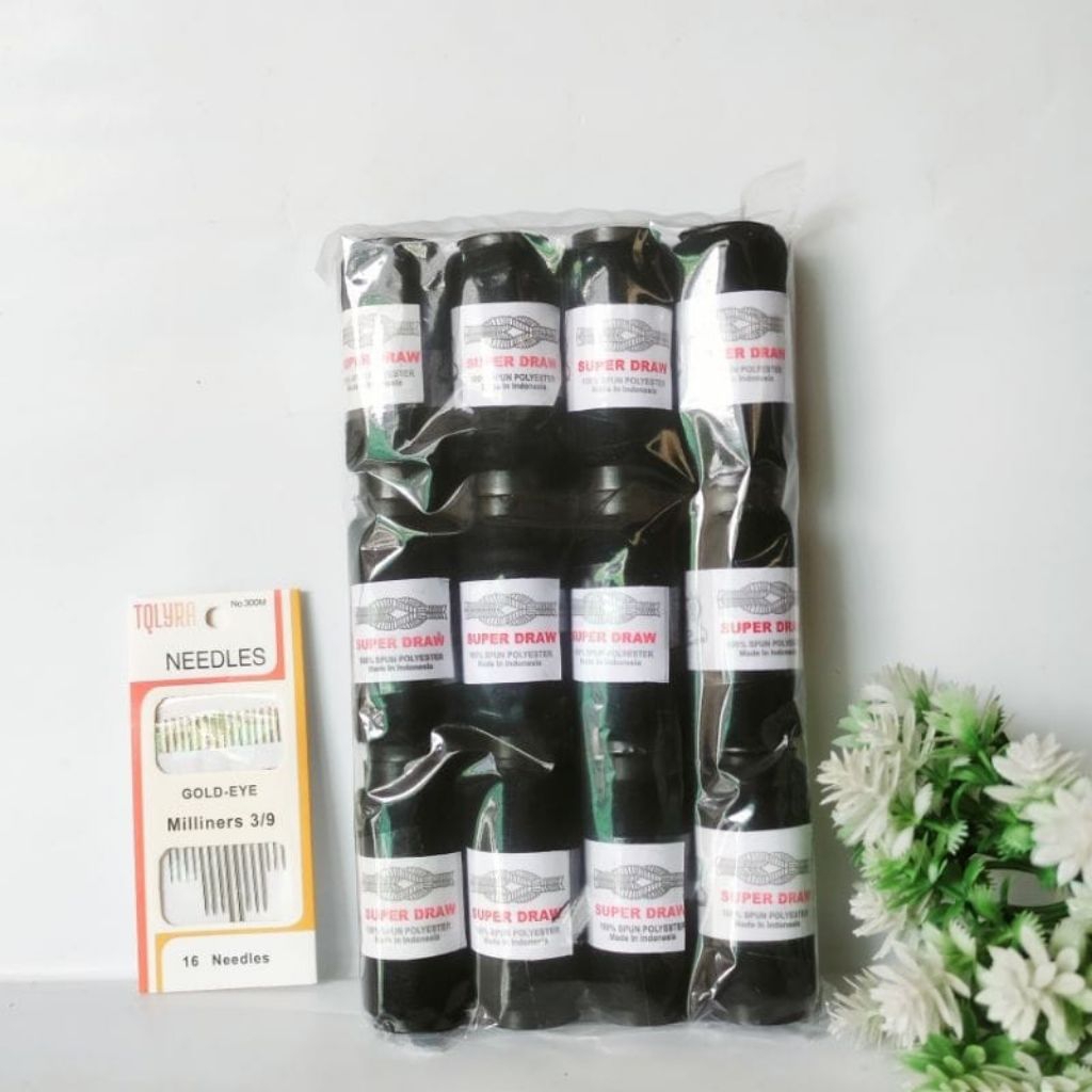 Benang Jahit Hitam Set Jarum  / Benang Hitam + Jarum