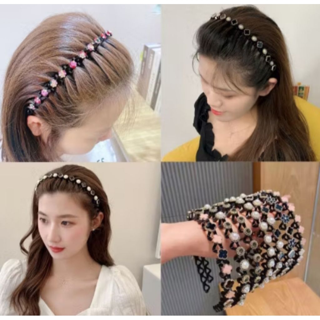 2in1 Bando Include Jepit Rambut | MURAH | Korean Style | Pearl | Aesthetic