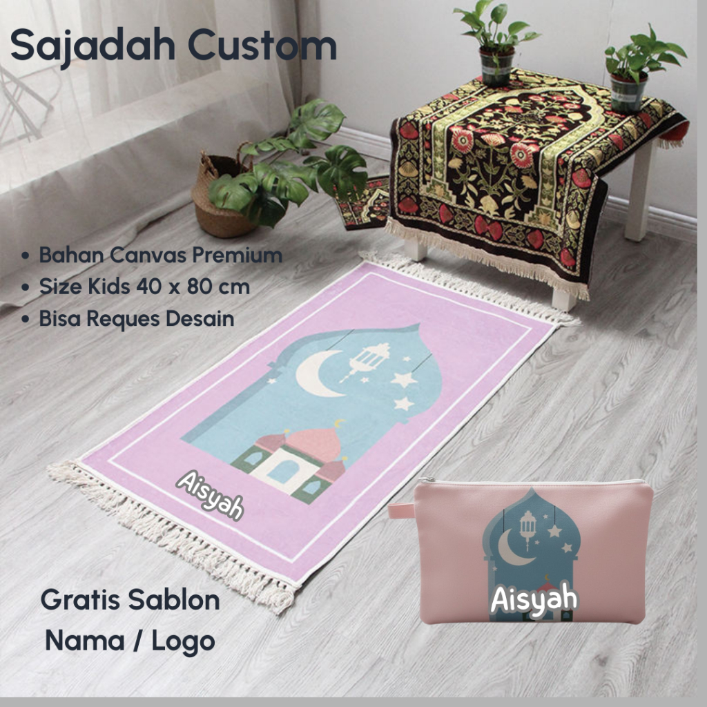 Sajadah Custome / Sajadah Anak Custom Gratis Sablon Nama / Sajadah Kids