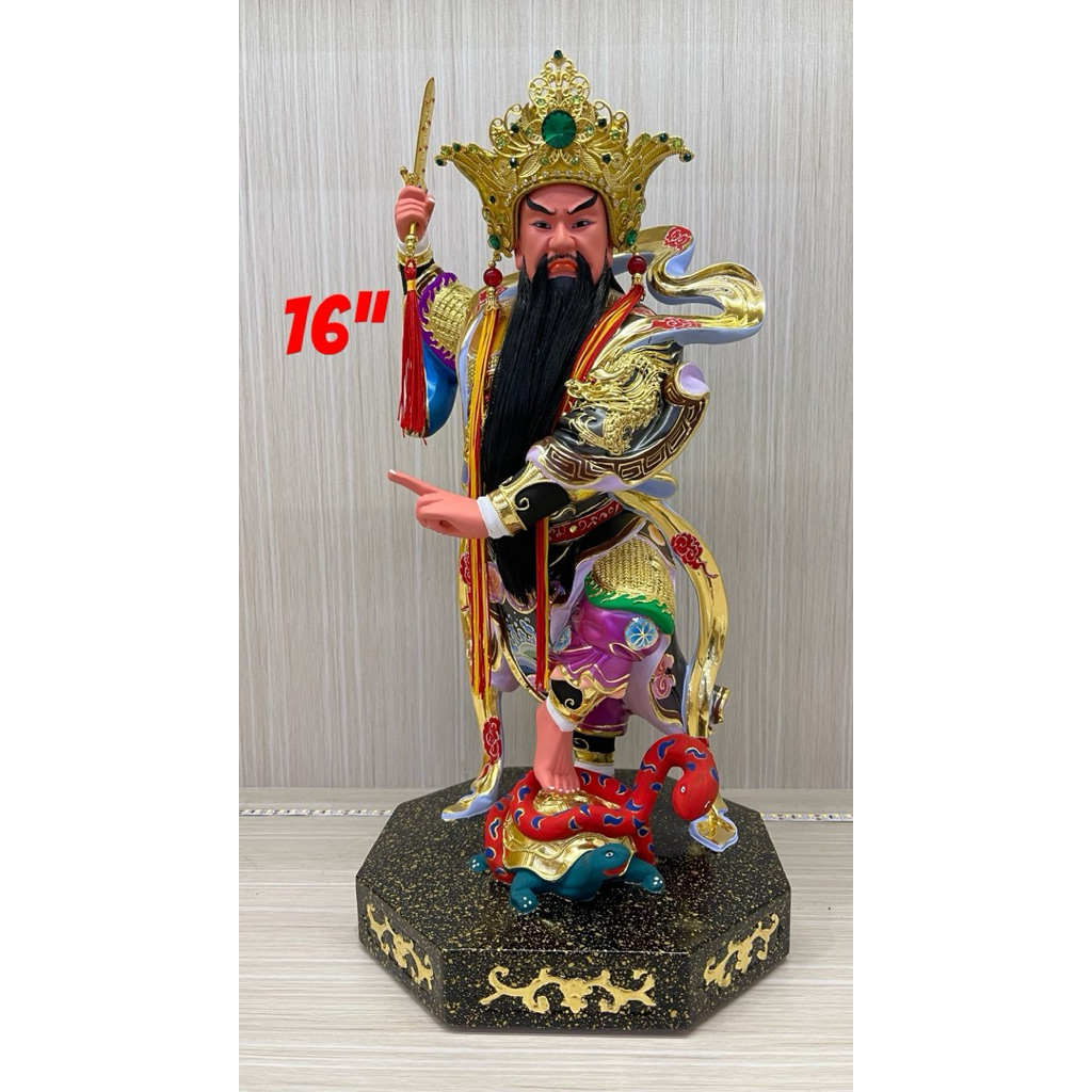 patung dewa xuan tian Shang di - Siongtekong berdiri 16in kayu Taiwan