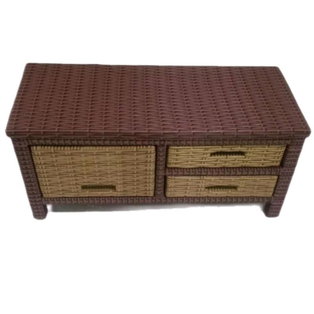 Lemari meja tv rotan sintetis 3 laci viral 32 inc Asli Laci Kayu Furniture