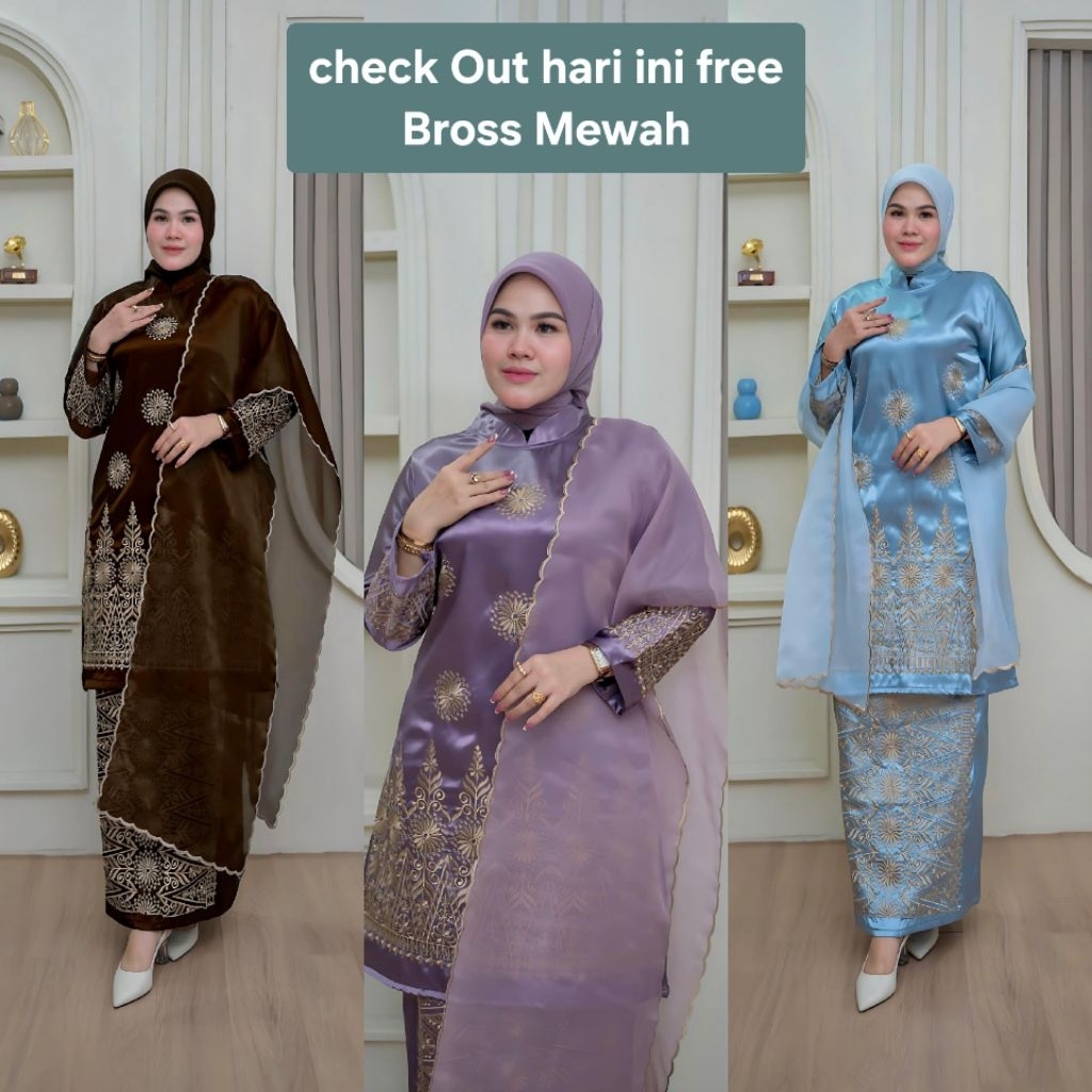 Setelan Kebaya Selendang Sharmila Bahan Yokohama Silk Premium Adem Tidak Panas Dan Elegan