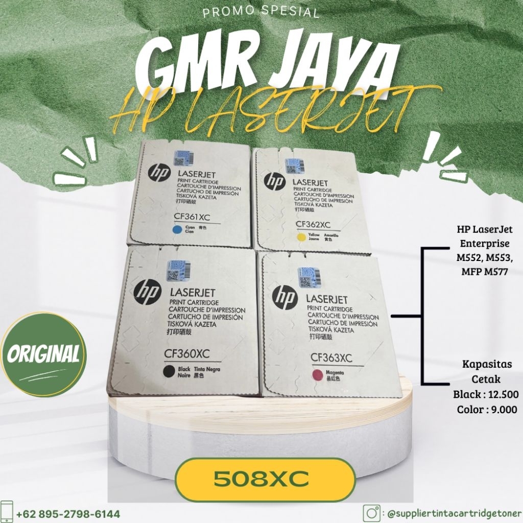 Toner hp Laserjet 508XC Original / Toner hp Laserjet CF360XC, CF361XC, CF362XC, CF363XC  Original / 