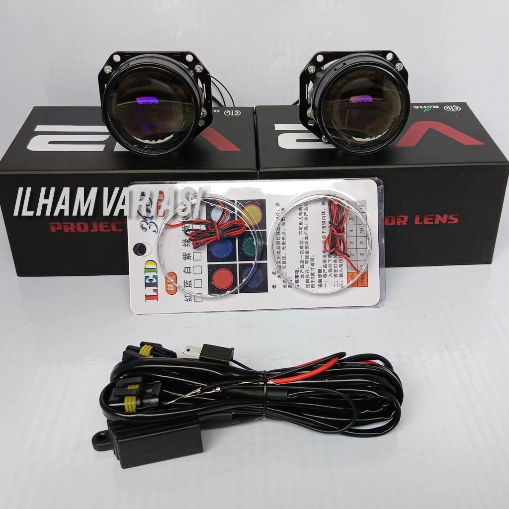PAKET HEMAT PROJECTOR PROJIE BILED 2,5 INCH V12 C1 VINYX SEPASANG