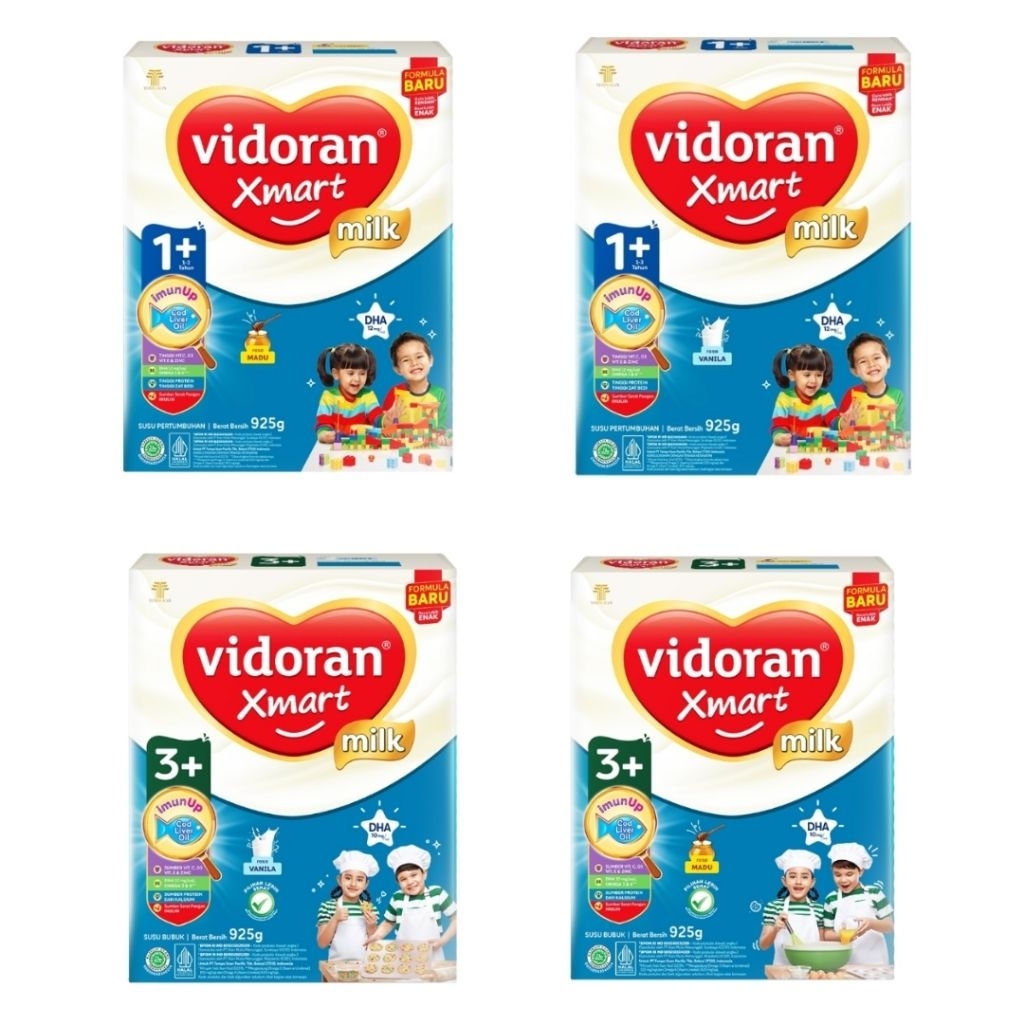Vidoran Xmart 1+ & 3+ Vanilla & Madu Susu Pertumbuhan Anak Usia 1-3 Tahun & 4-6 Tahun (ecer & grosir