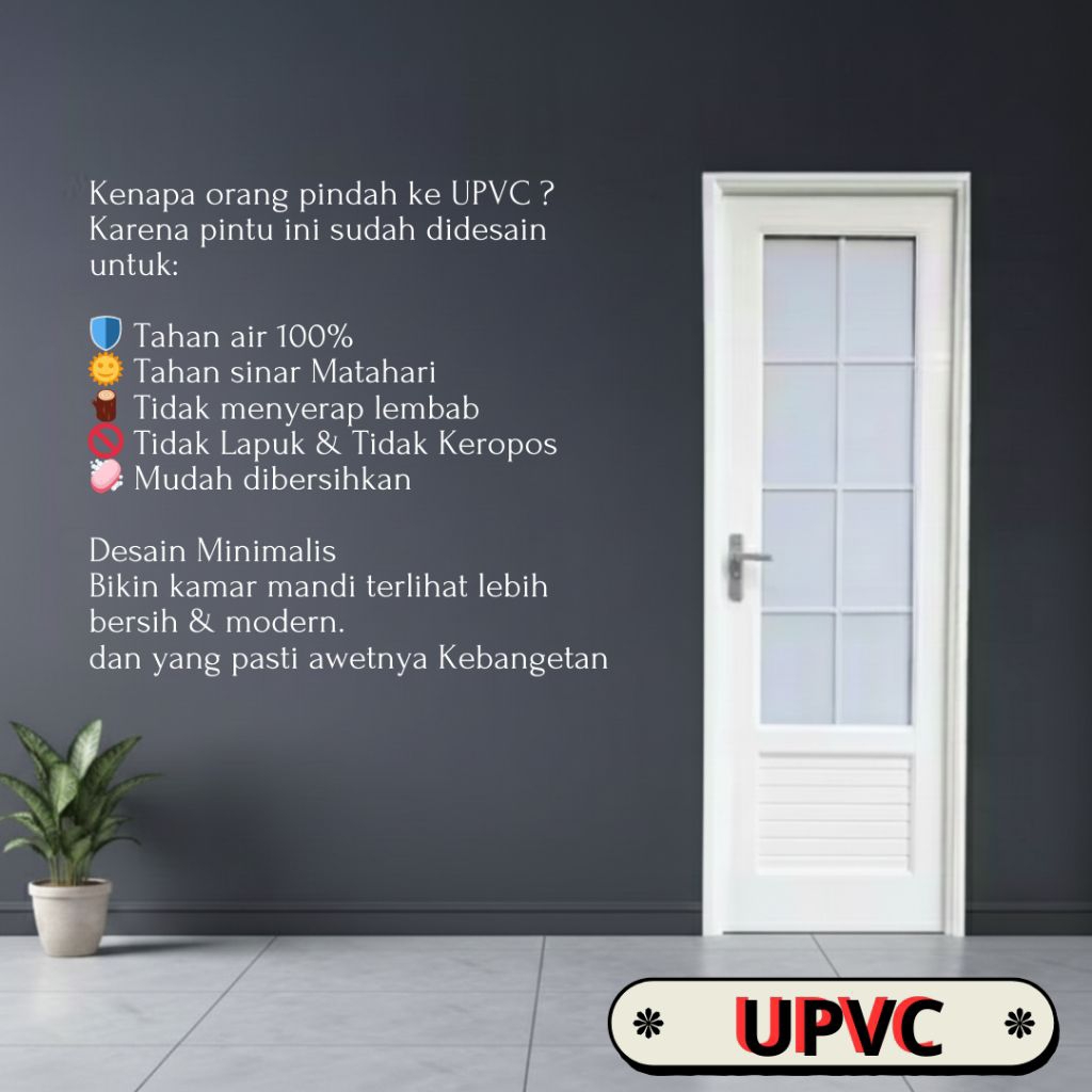 Pintu Kamar Mandi UPVC 70x200 cm