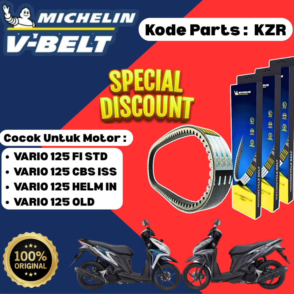 VAN BELT MICHELIN KZR , V-BELT /VANBELT MOTOR HONDA VARIO TECHNO 125 , VARIO 125 OLD ORIGINAL