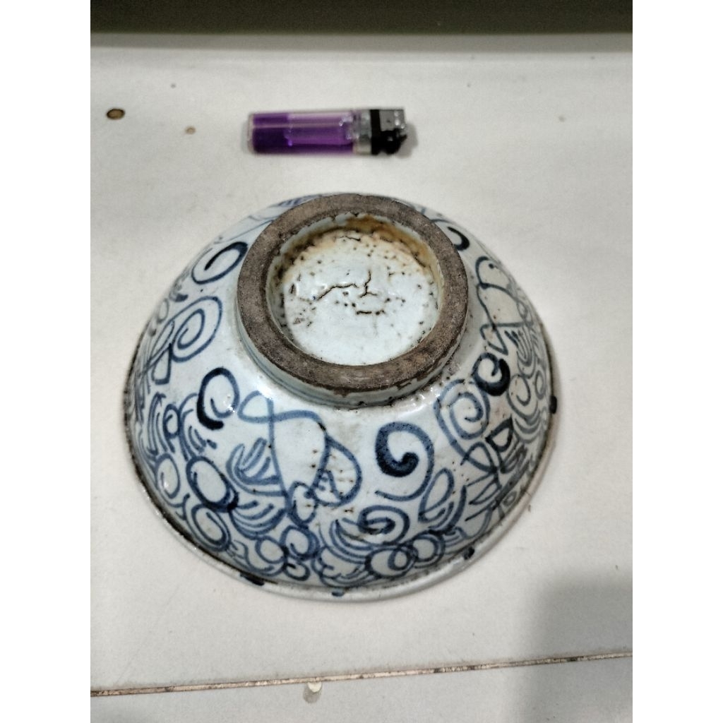 Mangkok kuno china porselen temuan sungai Mahakam dia.15.5cm
