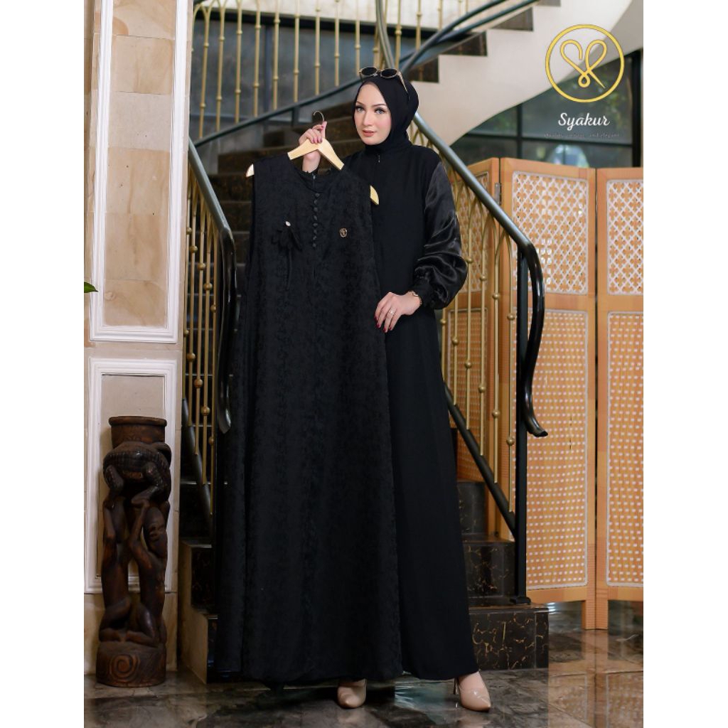 New Collection Gamis MONOCROME HITAM PUTIH by SYAKUR COLLECTION
