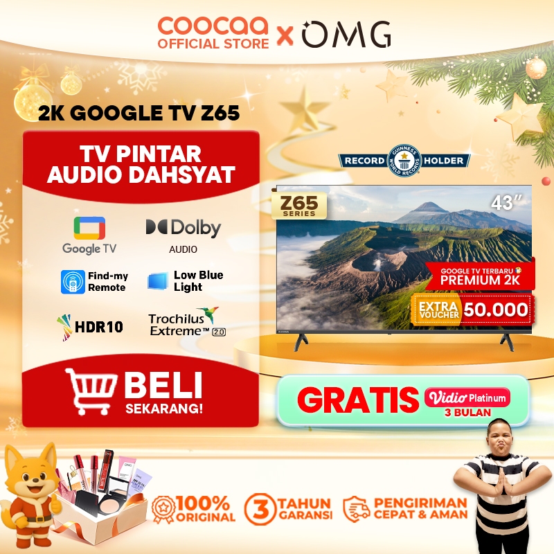 NEW COOCAA 43 inch Z65 -  GOOGLE TV - 2K LED-TV  - HDR 10 - Flicker Free - Low Blue Light - Eye Care