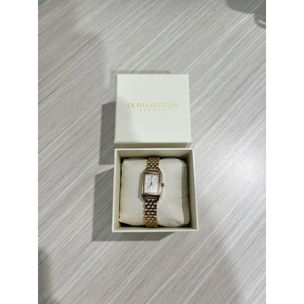 Olivia Burton White & Carnation Gold Bracelet Watch