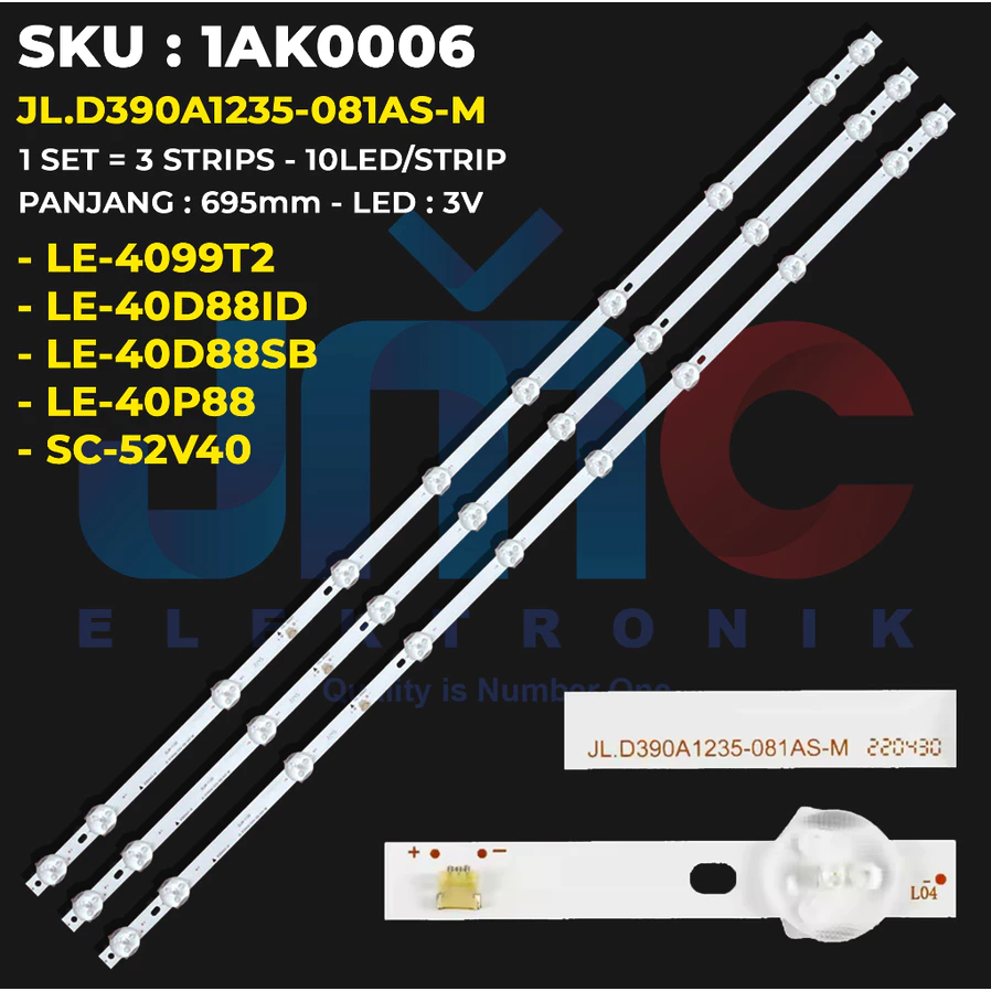 BACKLIGHT TV LED AKARI 40 INCH LE40D88SB LE4099T2 LE40D88ID LE40P88 SC52V40 LE-40D88SB LE-4099T2 LE-