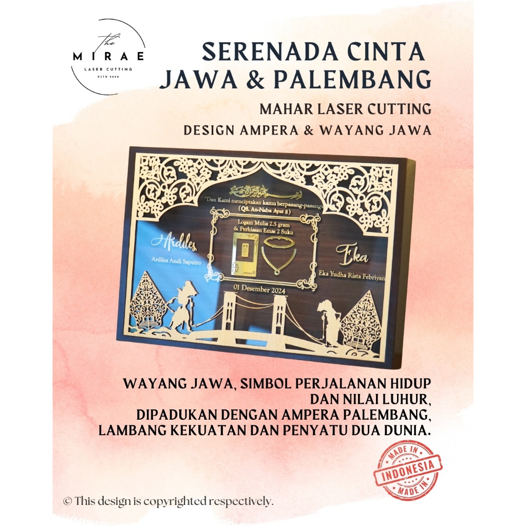 Mahar Adat Palembang Mix Budaya Campuran 30x45cm / Mahar Laser Cutting