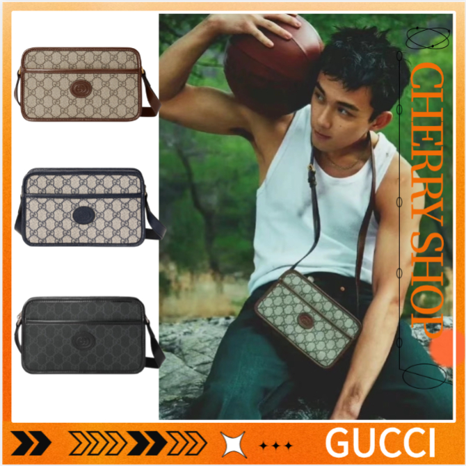 100% authentic Gucci  Mini Bag with Interlocking G/ Tas Bahu Pria/Tas Kurir/Tas Kamera