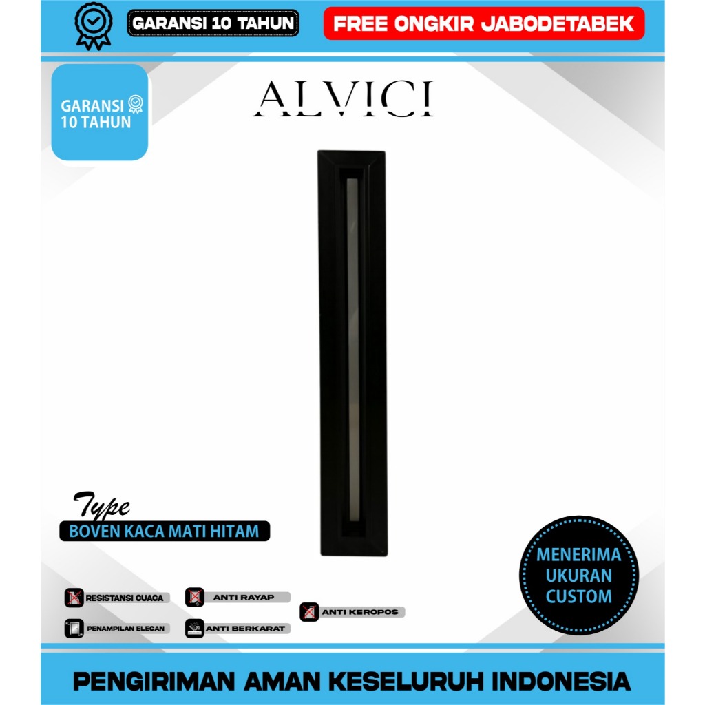 Jendela Boven Kaca Mati UPVC Hitam Jendela Kamar Mandi Modern Minimalis ALVICI