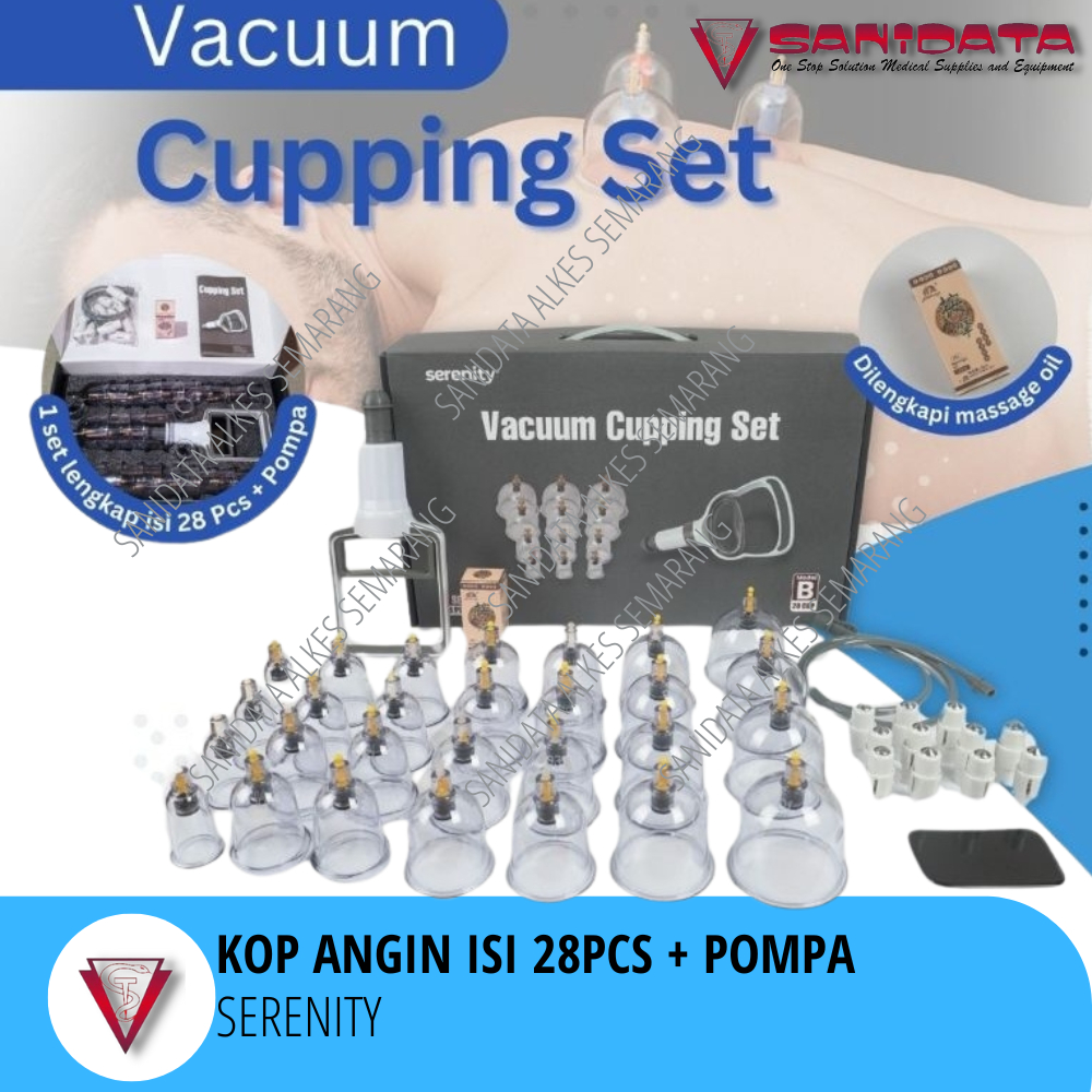 Kop Angin atau Alat Bekam isi 28pcs + Pompa Serenity Paling Murah dan Original