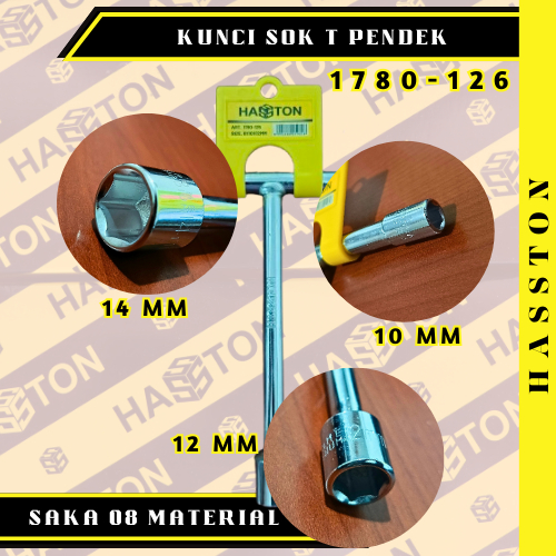 HASSTON KUNCI SOK T PENDEK 3 UKURAN 10 12 14 MM KUNCI SHOK TIPE 1780-126 ORIGINAL @SAKA08MATERIAL