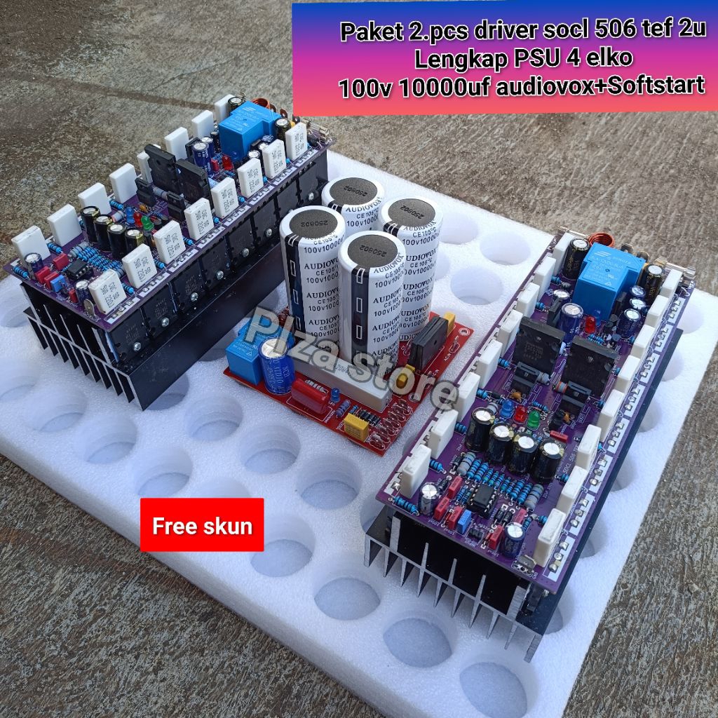 2.pcs Driver socl 506 tef 2u 8set final fullset lengkap protector speaker plus psu 4 elko 100v 10000