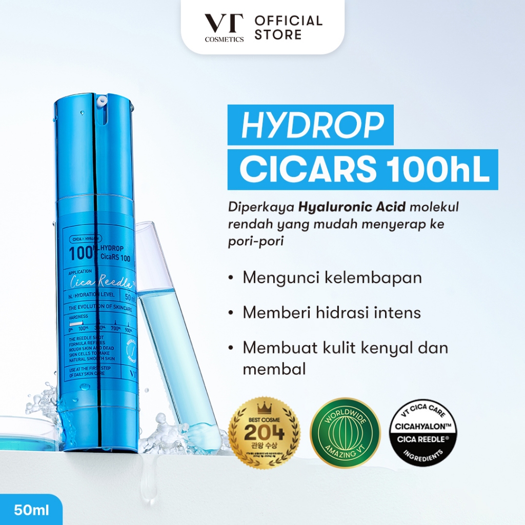 VT Cosmetics Hydrop CicaRS 100hL Skin Booster, Deep Hydration, Moisture Lock