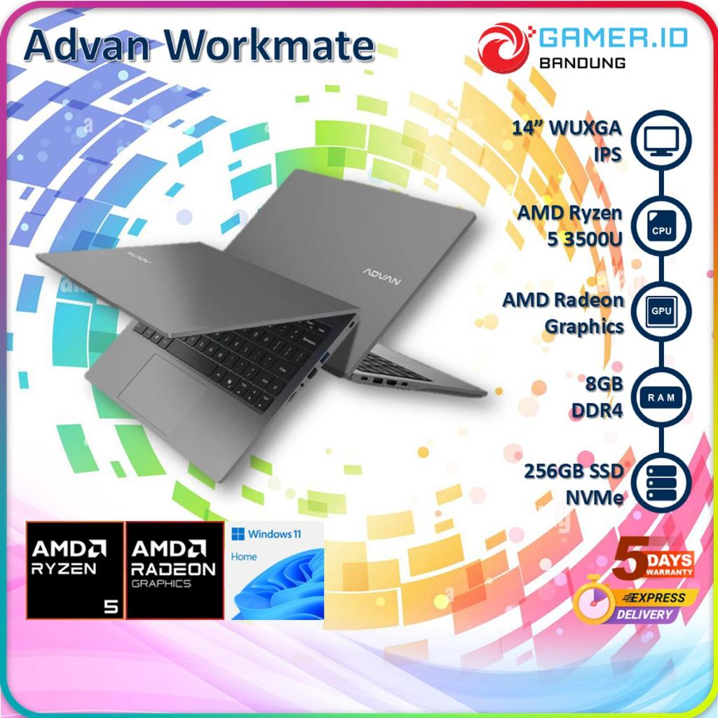 ADVAN WORKMATE AMD RYZEN 5 3500U 8GB 256GB 14" WUXGA IPS