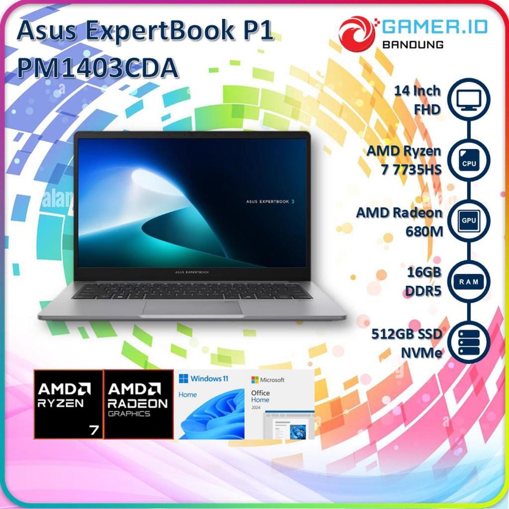 ASUS EXPERTBOOK P1 PM1403CDA RYZEN 7 7735U 16GB 512GB 14" FHD VIPS 45% NTSC