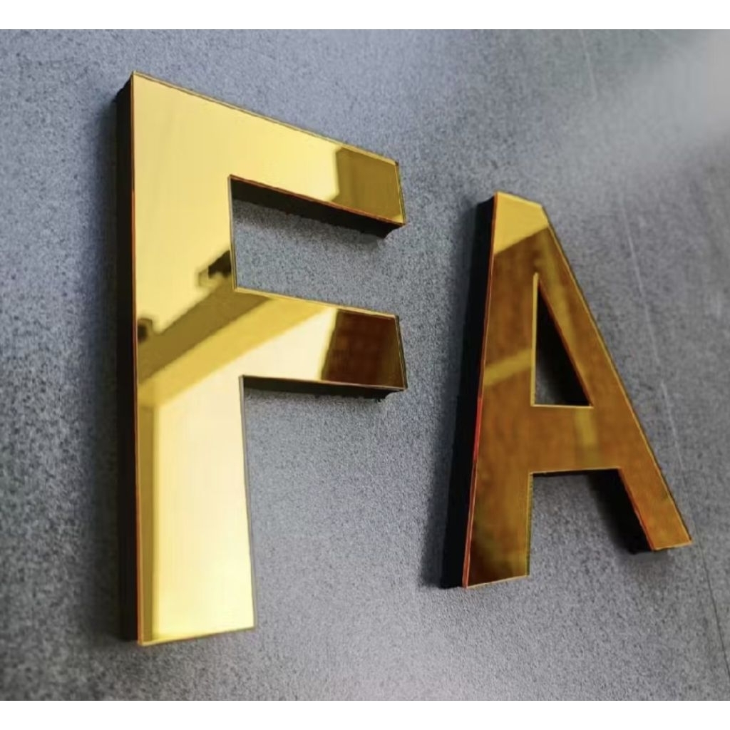 Huruf Timbul Akrilik + Sepon Gold Mirror.