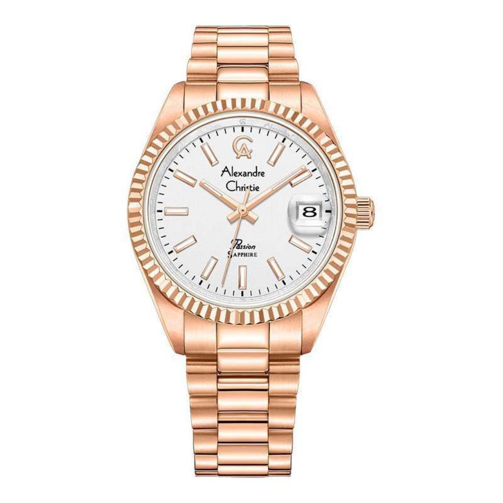Jam Tangan Wanita Alexander Christie AC 5016 Analog Stainless Steel Kaca Sapphire Original