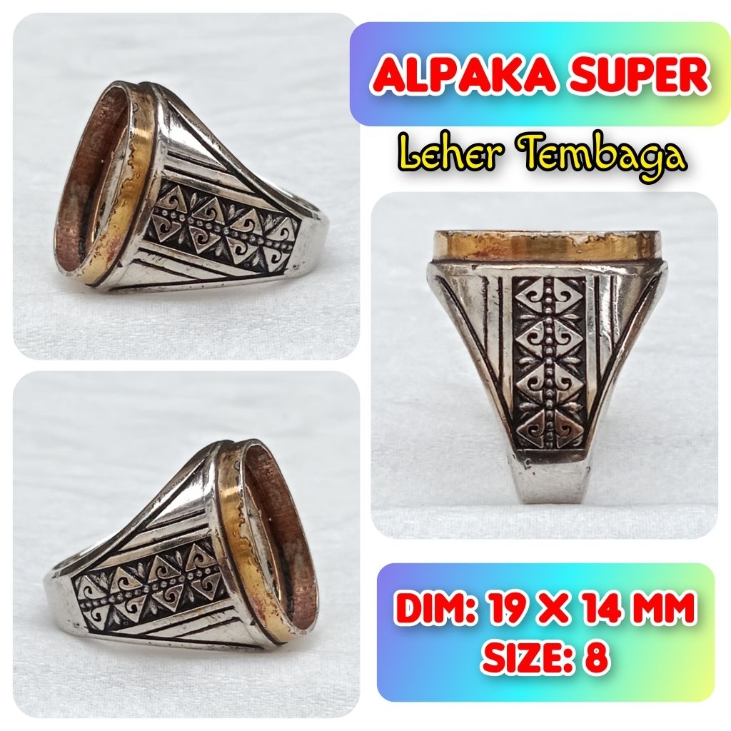 Cincin Emban Batu Akik dan Permata Alpaka Super Leher Tembaga.10