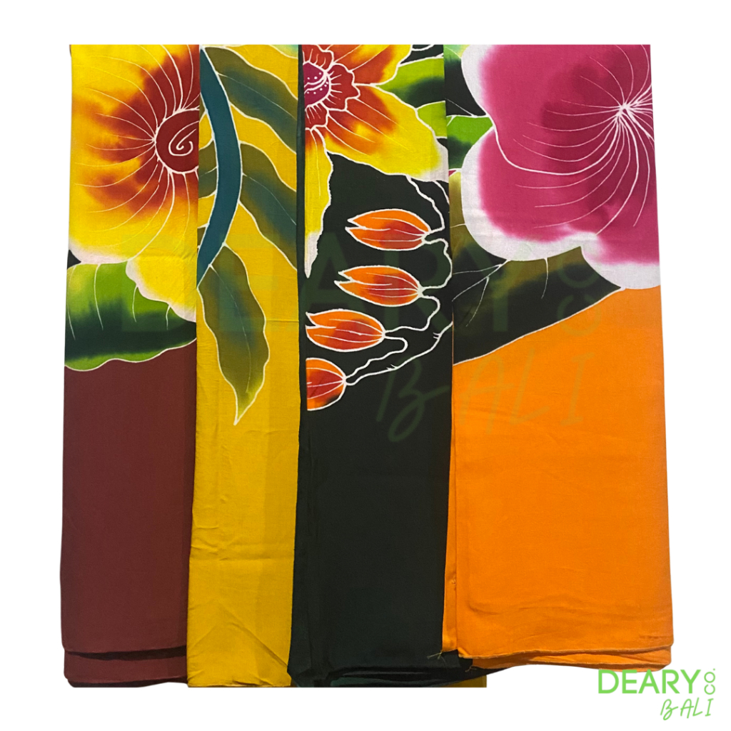 Kain Pantai Bali Besar Motif Lukis Bunga Daun Floral Ukuran 180CM x 120CM Rayon Premium Grade 1 | DE