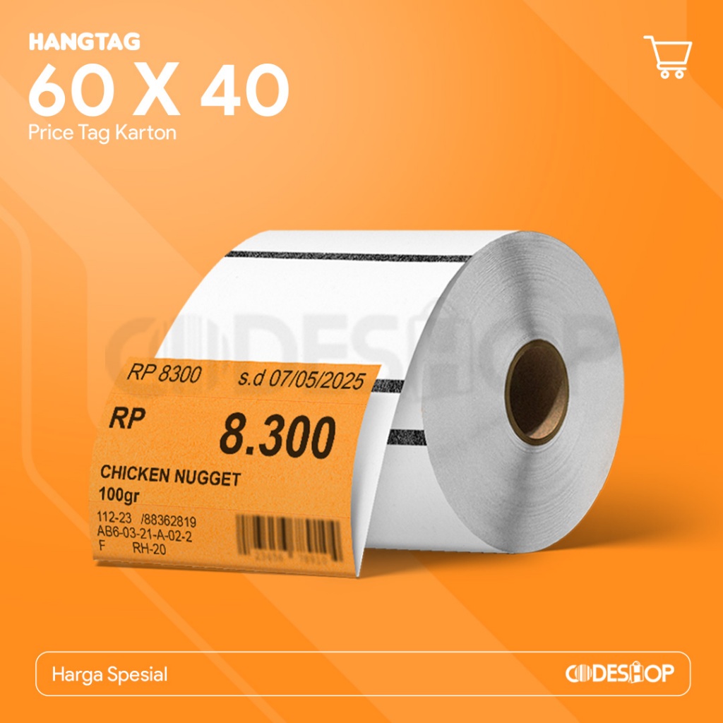 Codeshop Label Harga Rak Minimarket Gondola 60 x 40 mm 1 Line Price Tag Karton Isi 1500 Pcs
