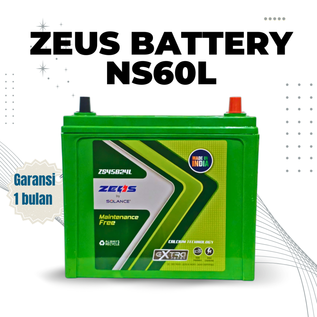 Aki Mobil Grand Livina 1.5, Livina X Gear NS60L Zeus Battery 45ah MF