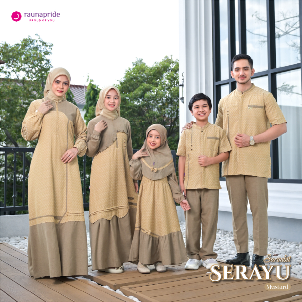 Rauna Pride - Baju Keluarga Muslim - Sarimbit Serayu Mustard