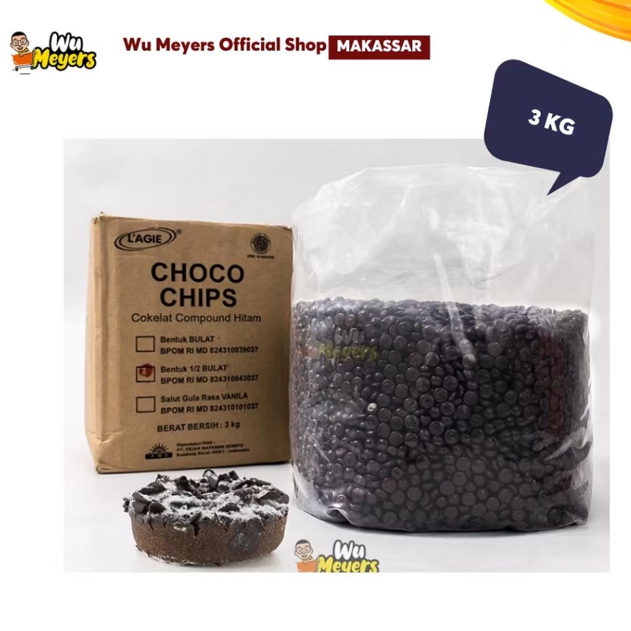 L'agie Choco Chips Setengah Bulat 3 1/2 BLT 4/3 kg - WuMeyers Makassar