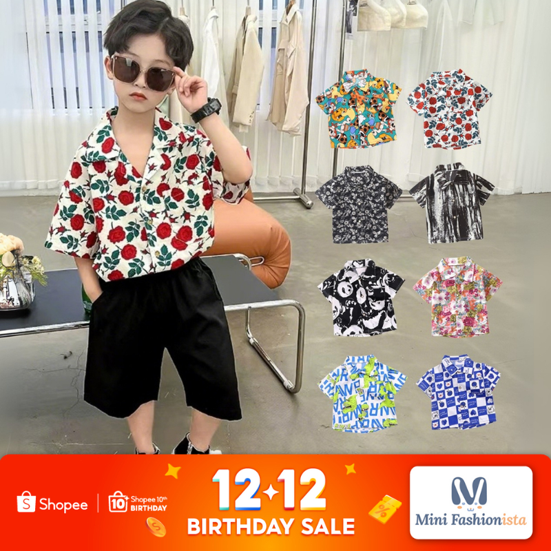 kemeja anak laki laki kemeja animal anak cowok baby kemeja anak laki laki lengan pendek import kemej