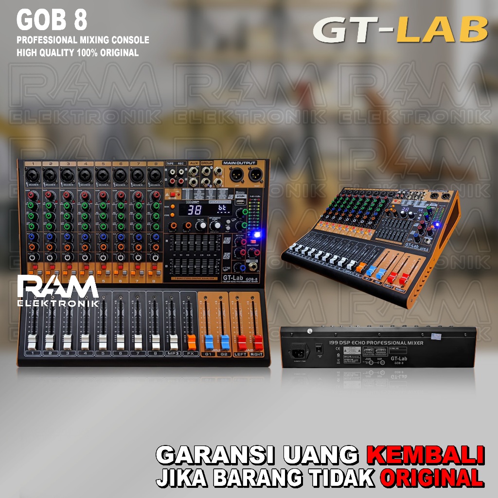 Mixer 8 Channel GT LAB GOB 8 | GOB8 USB Bluetooth Double Equalizer Original