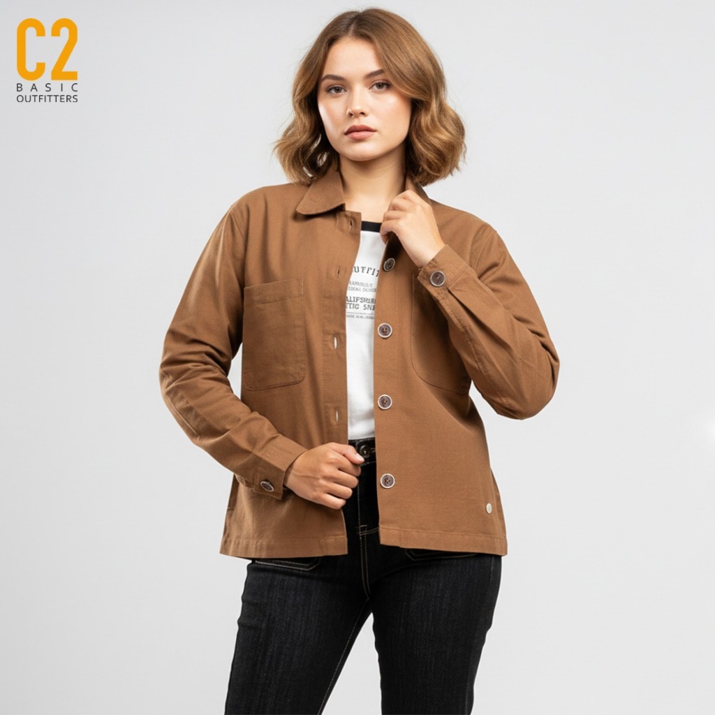 C2 Elvano Brown Crop Outer Wanita