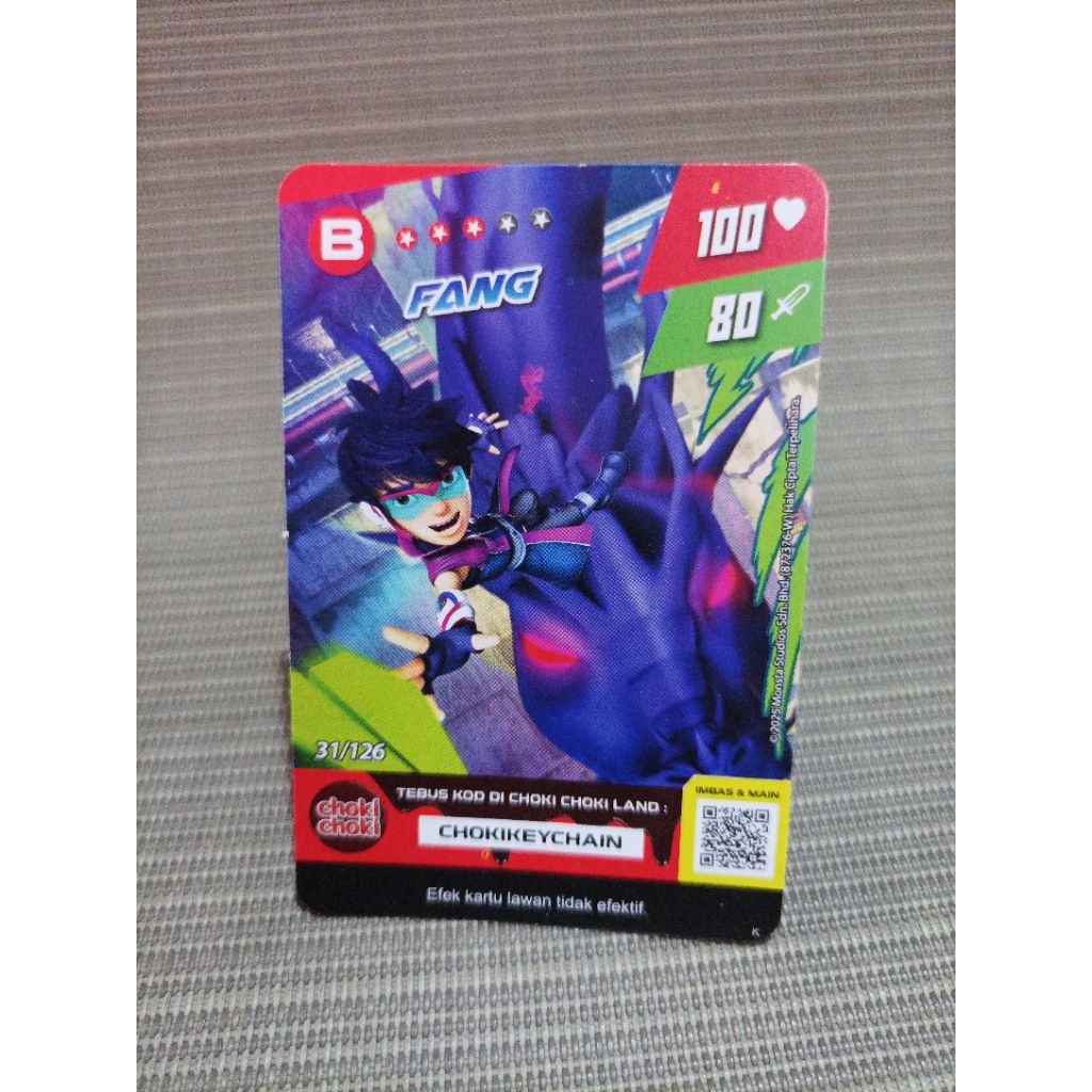 Kartu choki choki boboiboy monsta galaxy fang 31/126